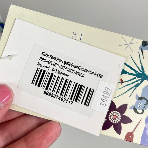 Kickee Pants Print Layette Gown & Double Knot Hat Set 0-3 Months NWT - Picture 6 of 9